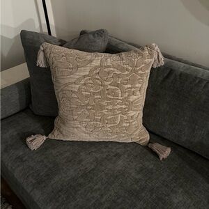 Pottery Barn Chenille Jacquard Decorative Throw Pillow Cover - Beige